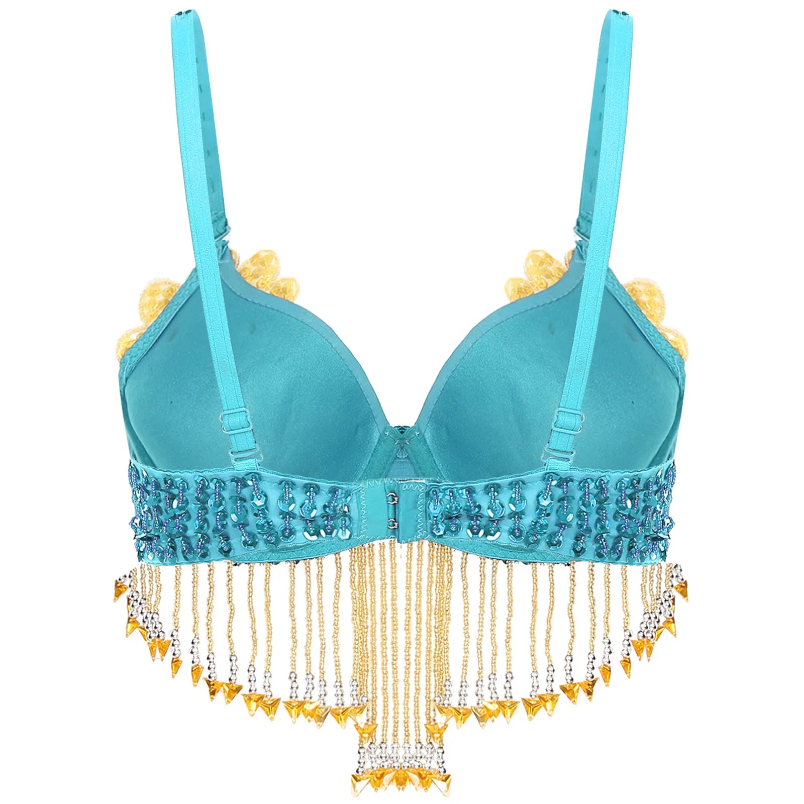 Sparkly Floral Beaded Sequin Belly Dance Bra & Tassel Performance Top