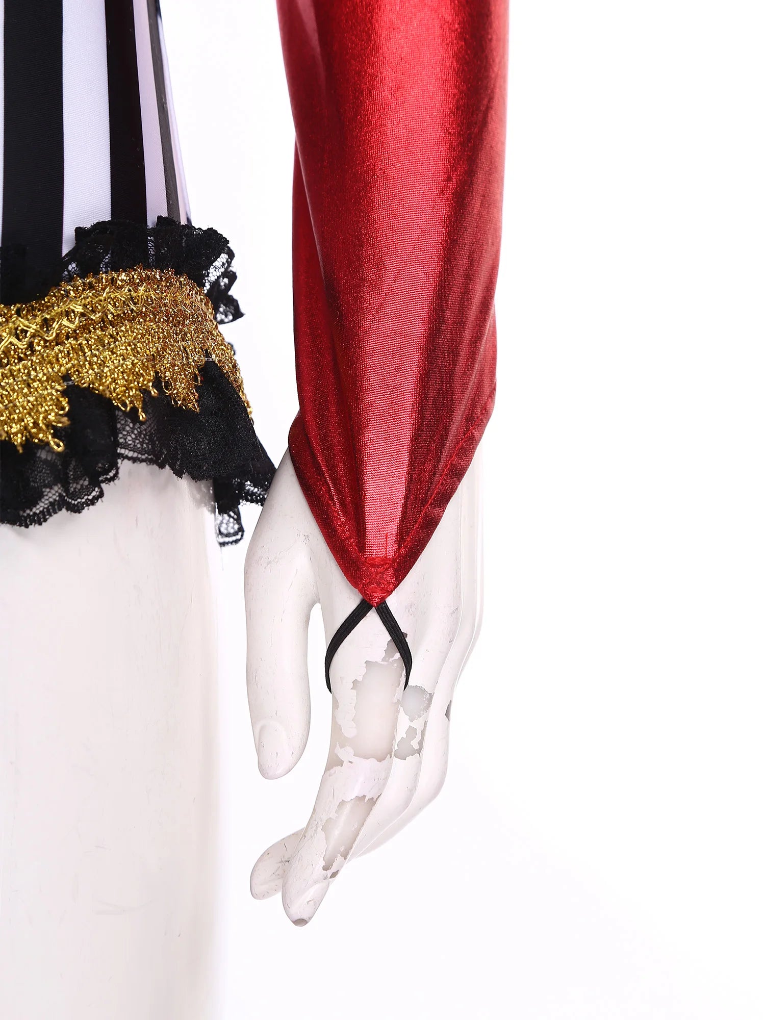 Circus Ringmaster Sequin Striped Bodysuit & Metallic Gloves 2-Piece Stage Costume Set
