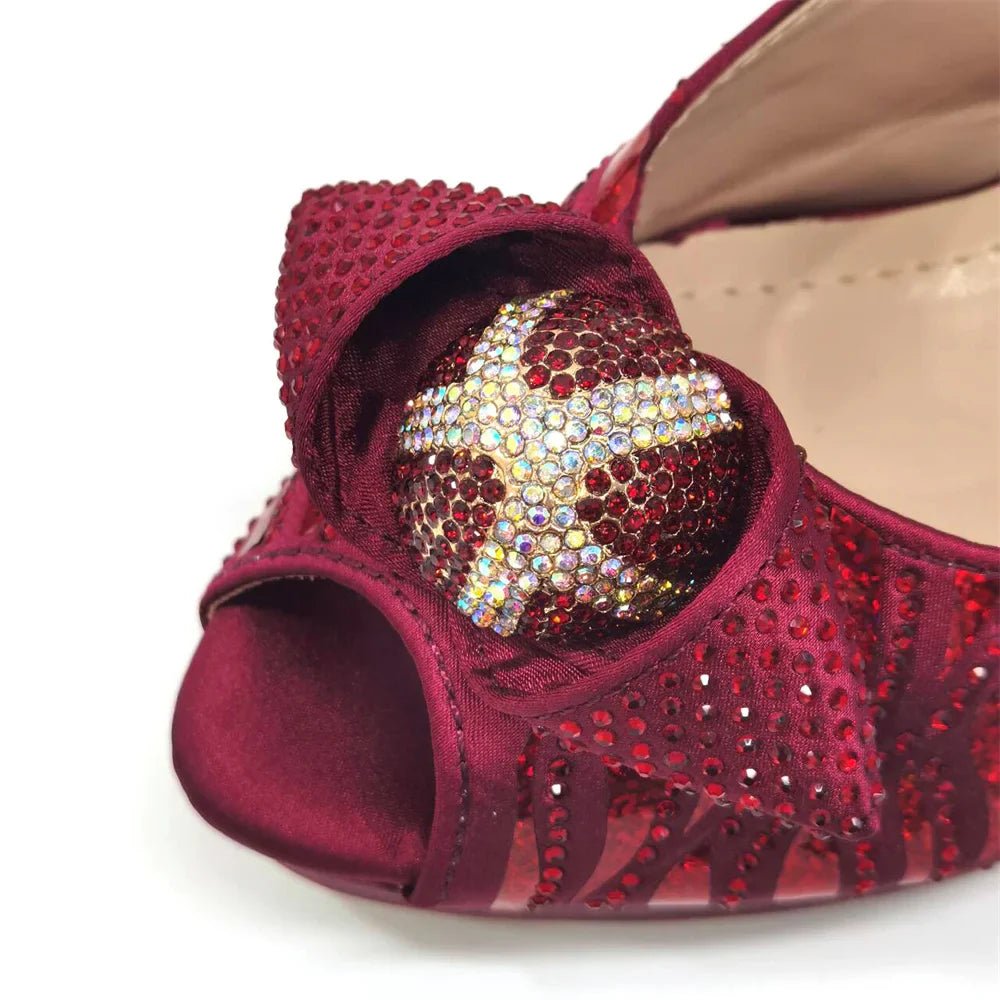 Peep Toe Shoes with Matching Bag Set