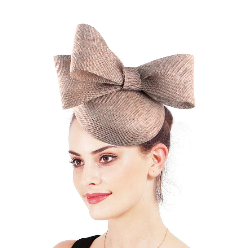 Elegant Sculpted Sinamay Bow Fascinator Headband Kentucky Derby Cocktail Hat