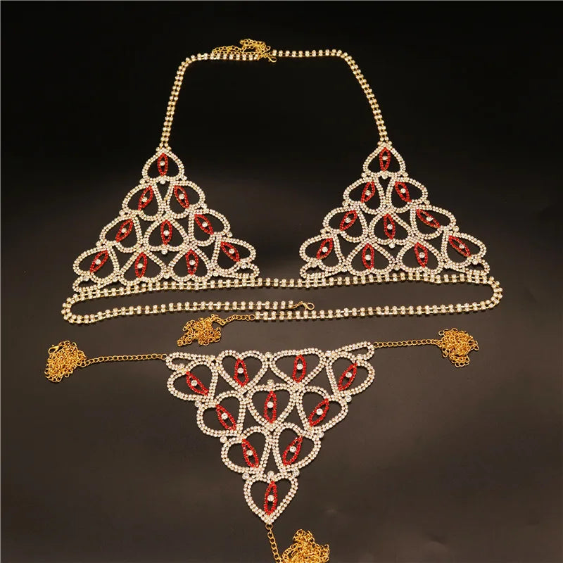 Rhinestone Bra & Brief Costume Body Jewelry