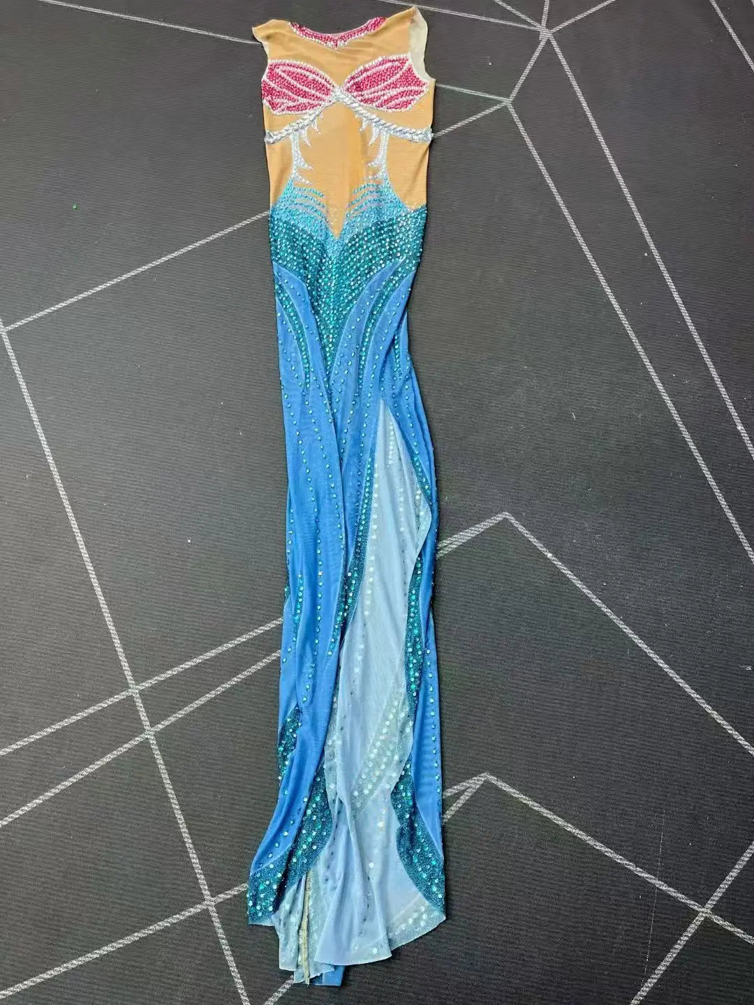 Women's Rhinestone Trim Fit Maxi Dress | Shining Body-Con Gown for Birthday, Wedding & Red Carpet