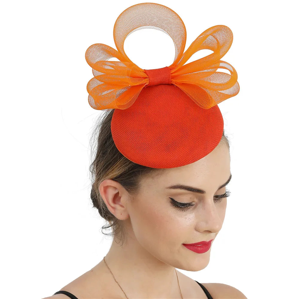 18cm Elegant Sinamay Bow Fascinator Hairpin Kentucky Derby Cocktail Hat Headpiece