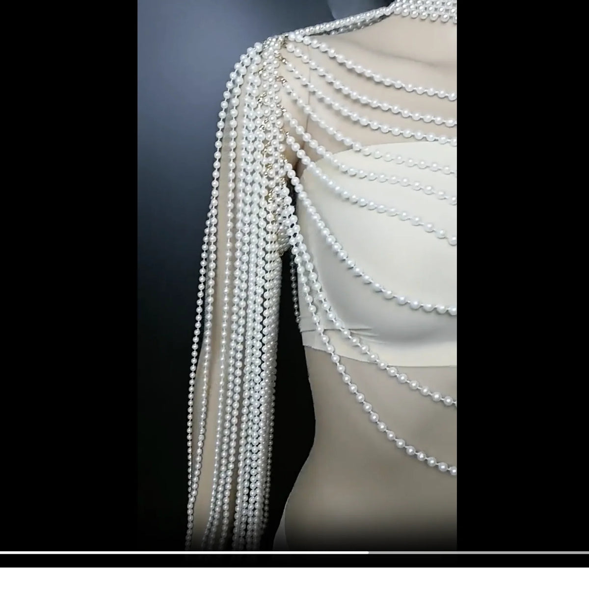 Pearl-Look Shoulder Bra Body Chain