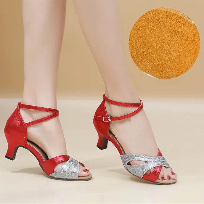 The Stardust Spotlight Latin Sandal – Faux Leather Performance Hee