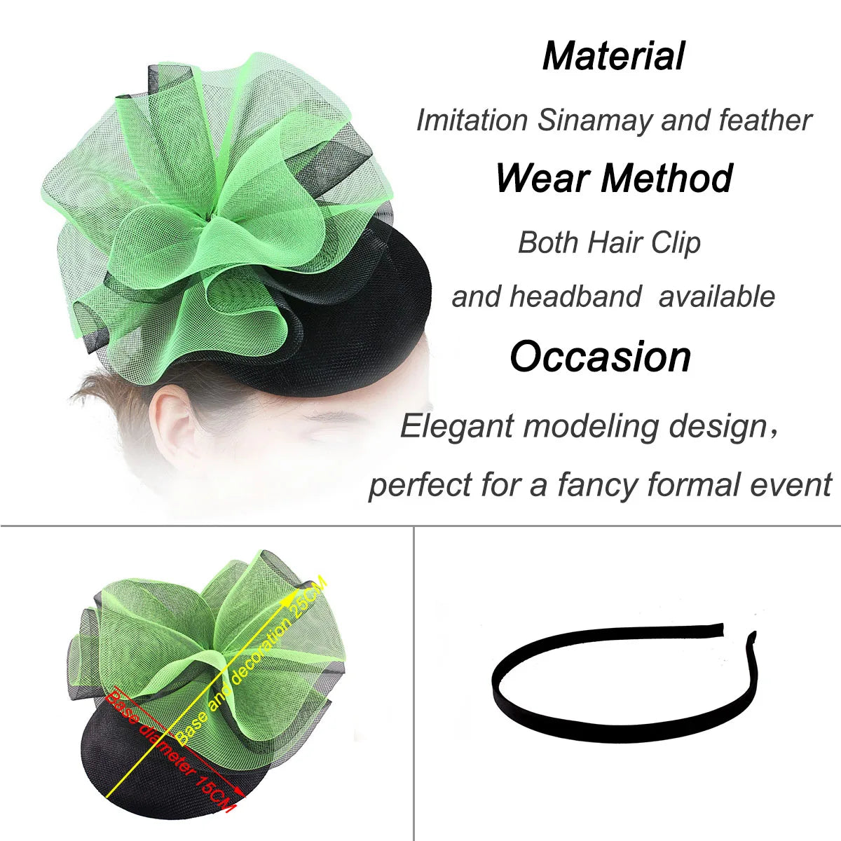 18cm Two-Tone Floral Bow Sinamay Fascinator Kentucky Derby Tea Party Pillbox Hat