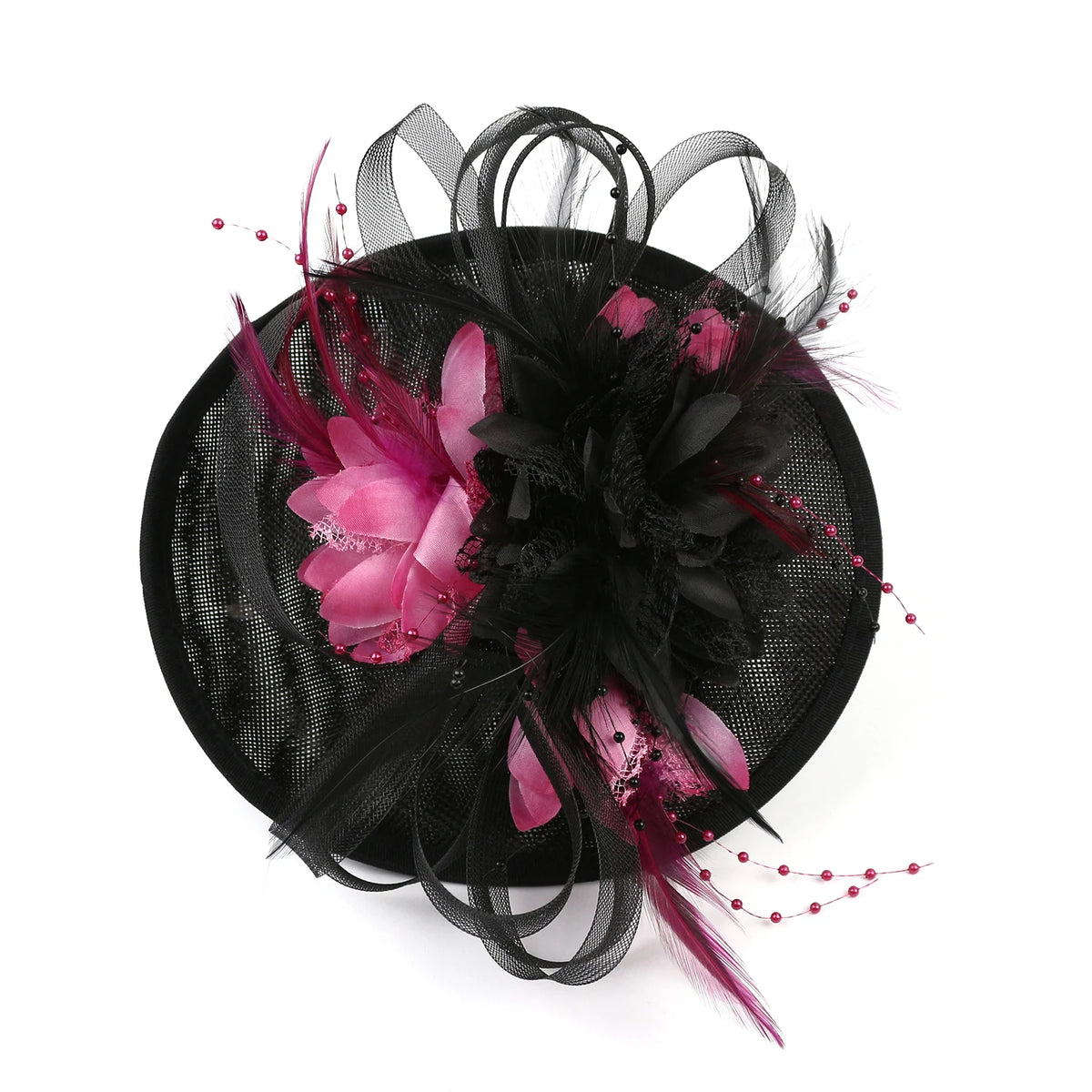 Feather Flower Mesh Fascinator with Clip & Headband