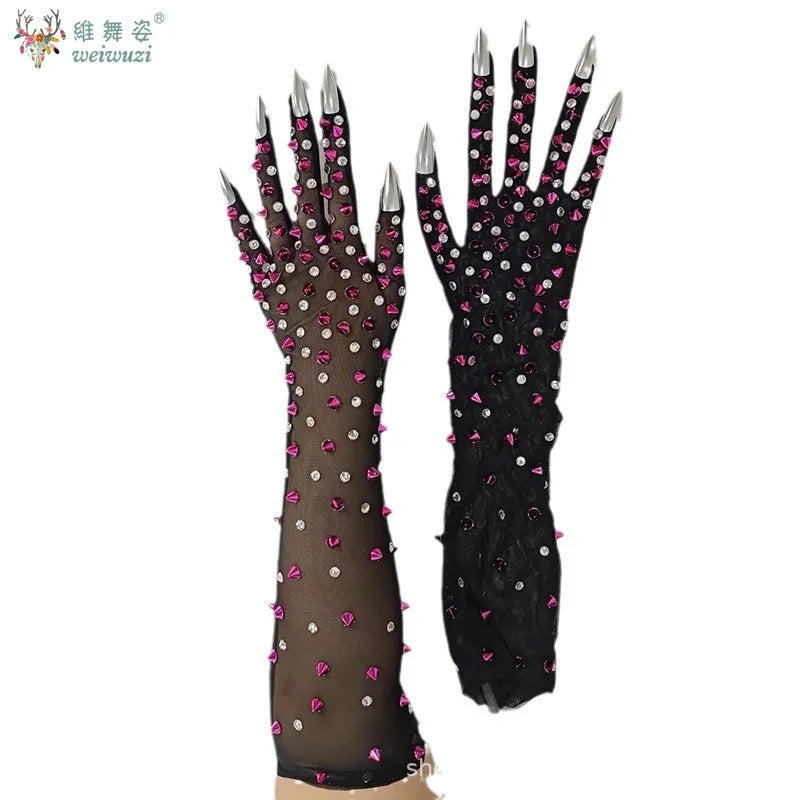 Rhinestone Stretch Performance Gloves