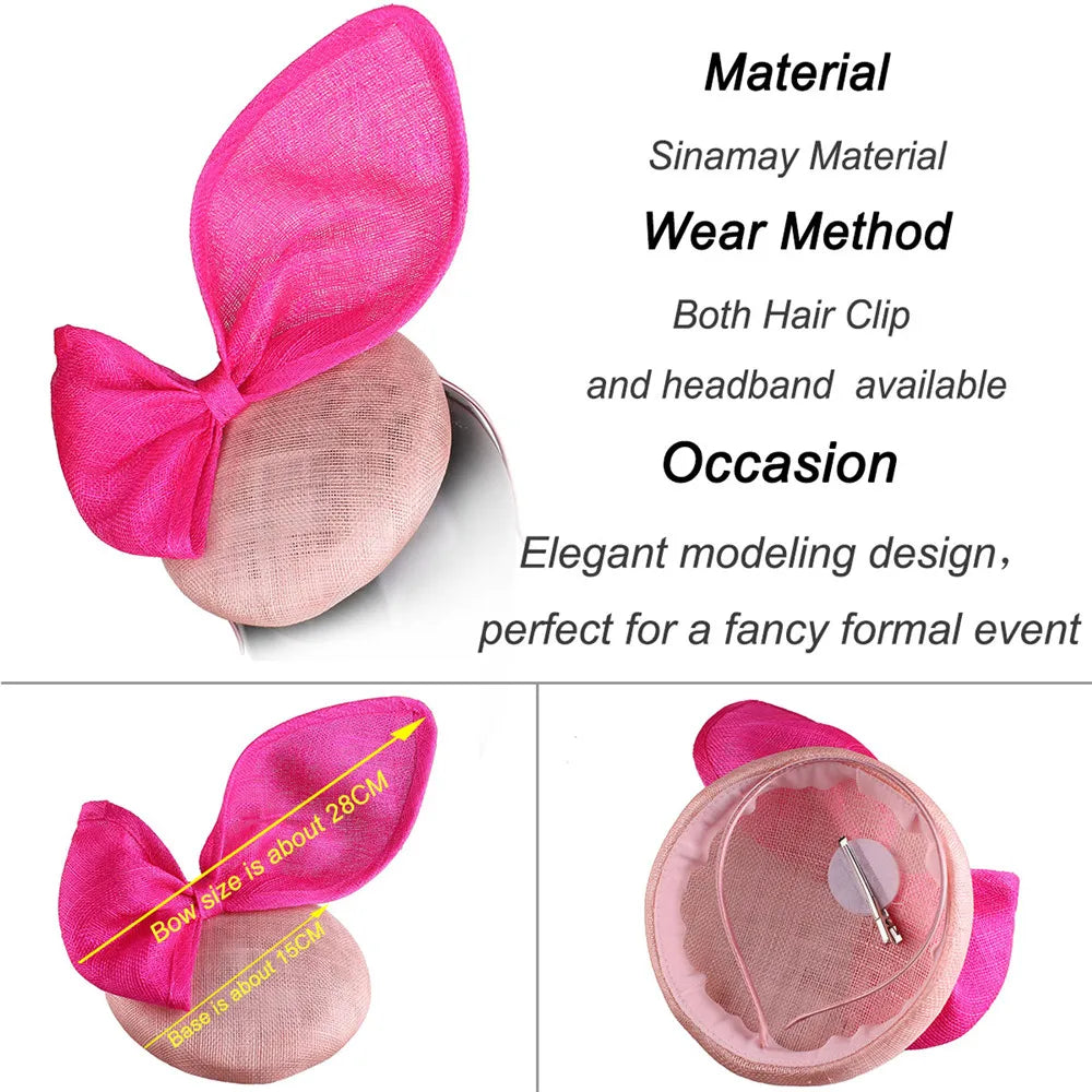 25cm 4-Layer Sinamay Bow Fascinator Headband Kentucky Derby Tea Party Pillbox Hat