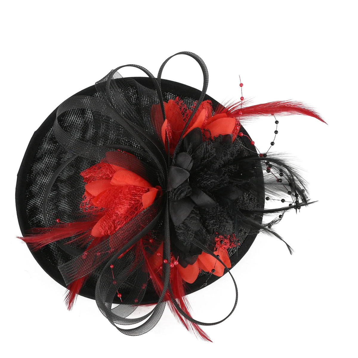 Feather Flower Mesh Fascinator with Clip & Headband