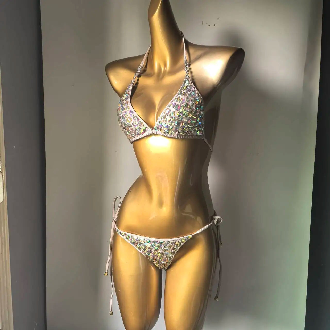 Classic Rhinestone Push-Up Bikini Set – Shimmering Crystal Bandage Swimsuit & Bling Bathing Suit for Luxury Beach Clubs & Raves
