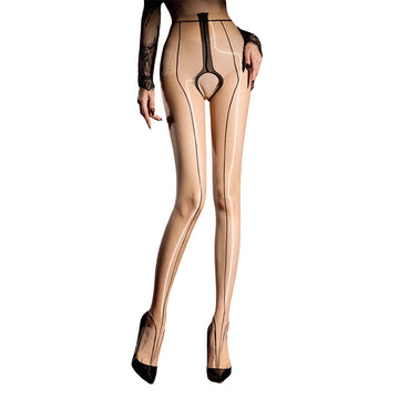 6D 912-Pin Heart Hollow-Out Sheer Oil Glossy Shaping Pantyhose Shiny Tights