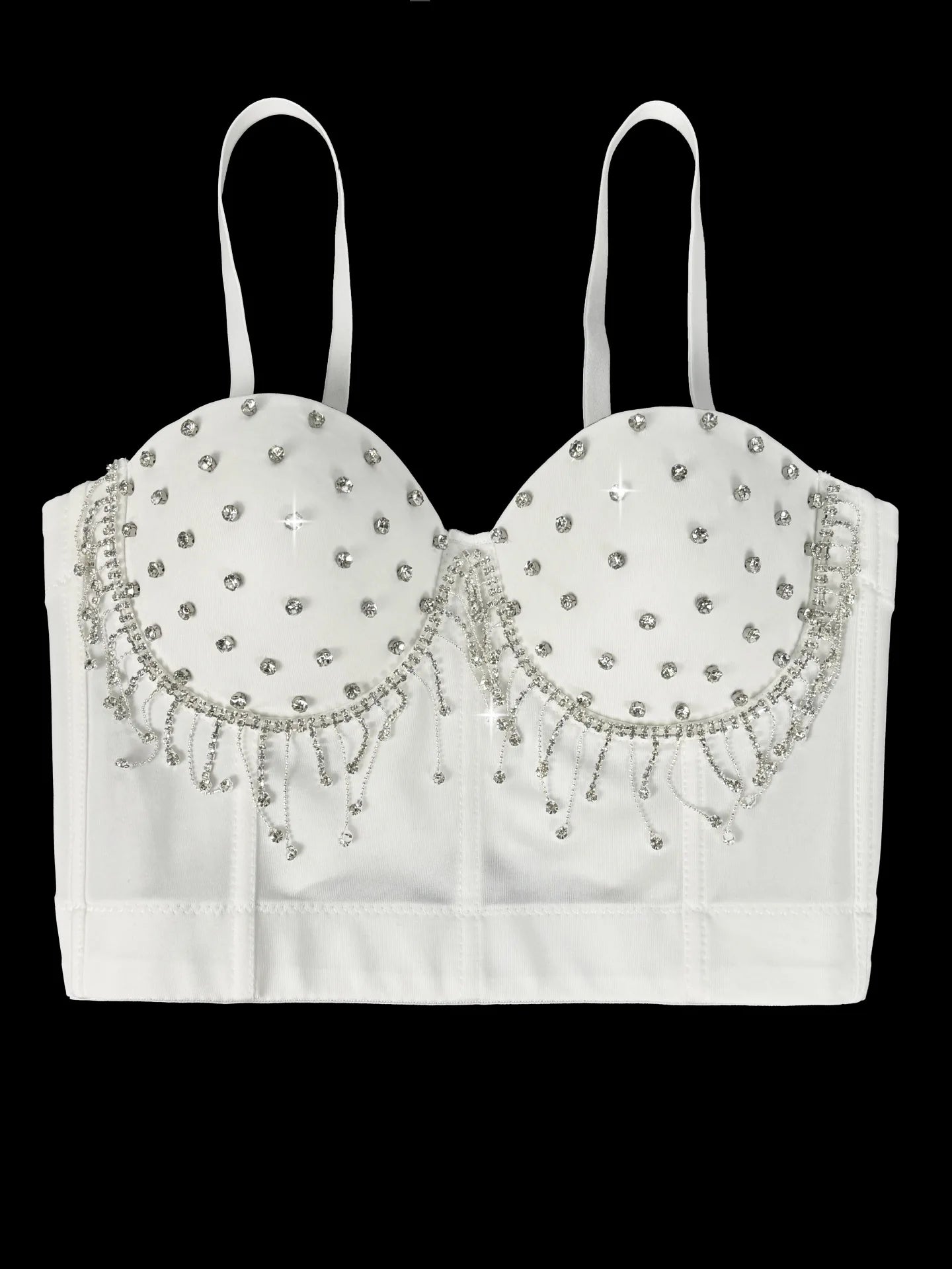 Diamond Tassel Rhinestone Bustier Corset Crop Top Evening Stage Bralette