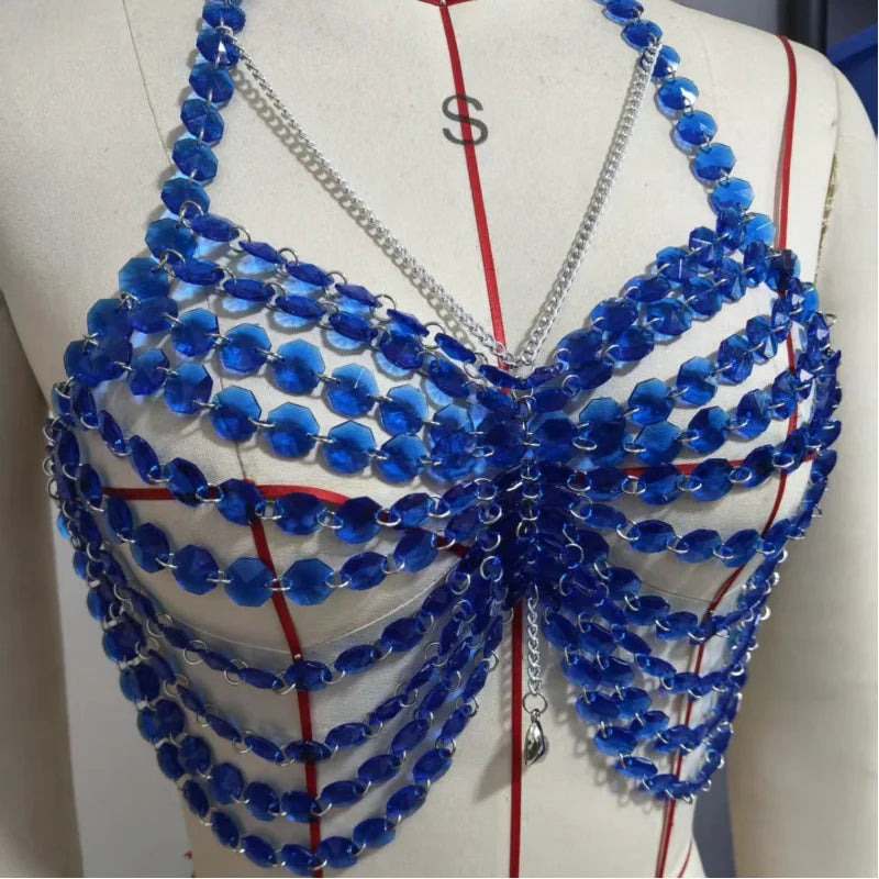 Acrylic Beaded Bra Chain Vest