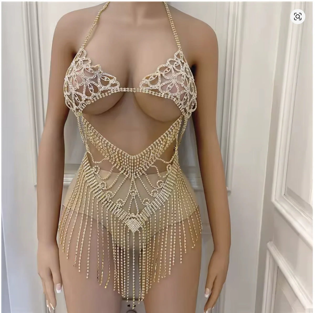 Crystal Tassel Bra & Skirt Costume Jewelry