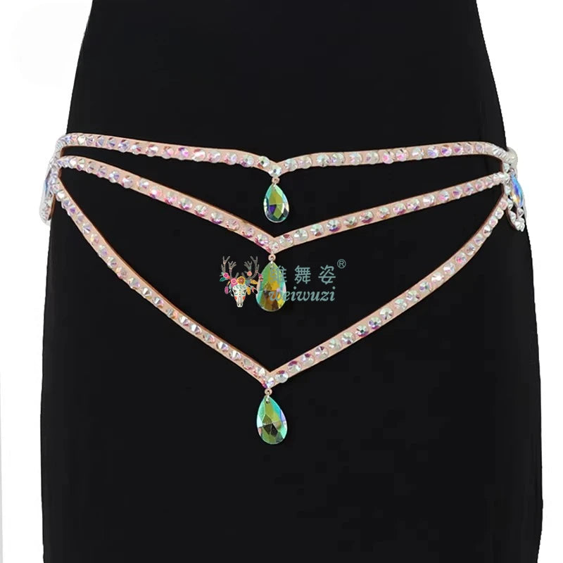 Layered Rhinestone Belly Dance Waist Belt