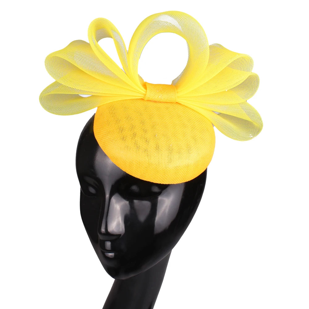 18cm Elegant Sinamay Bow Fascinator Hairpin Kentucky Derby Cocktail Hat Headpiece