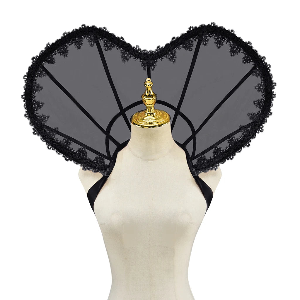 Heart-Shaped Standing Lace Medici Collar Gothic Queen Elizabeth Boned Neckpiece