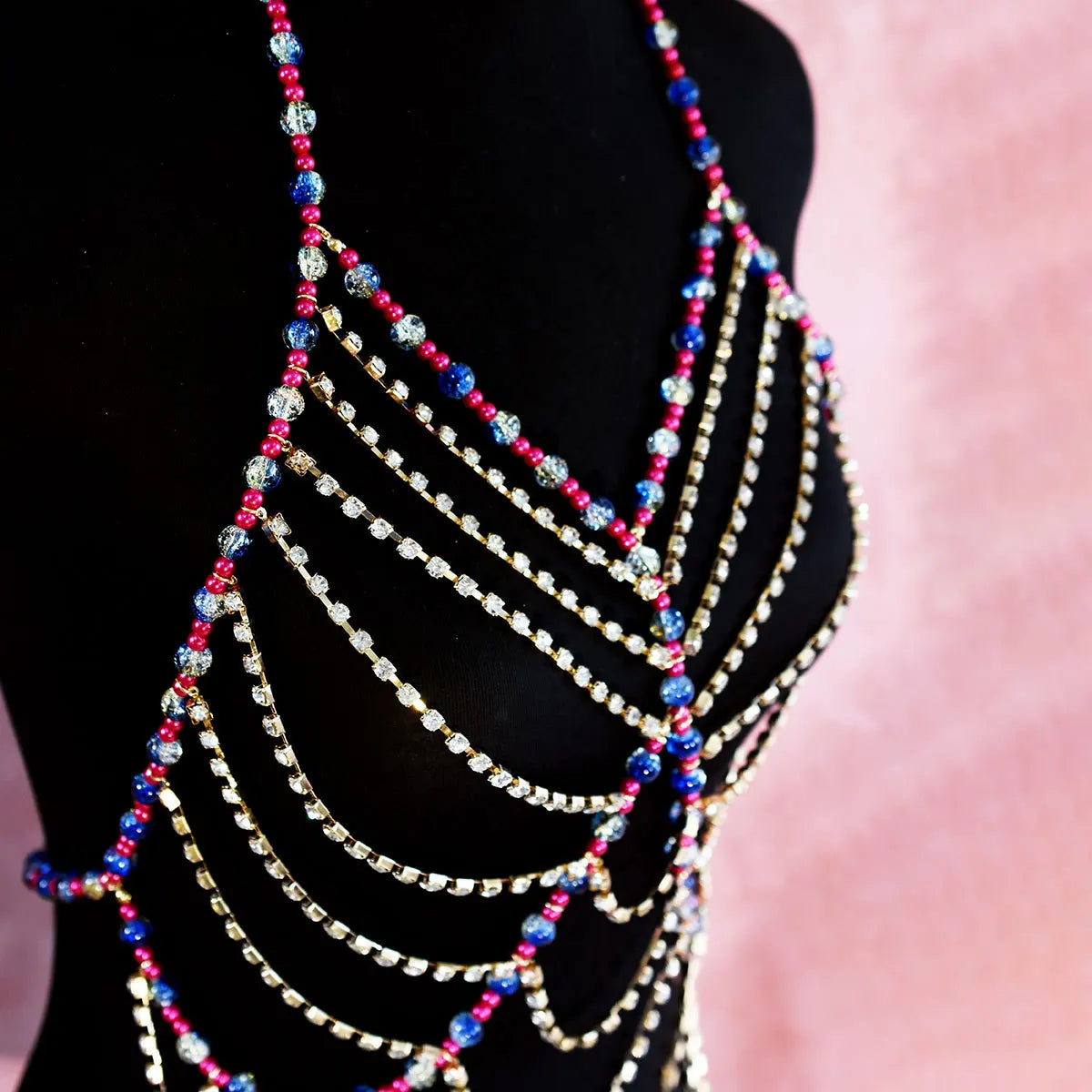 Simulated Pearl Beaded Bra Body Chain