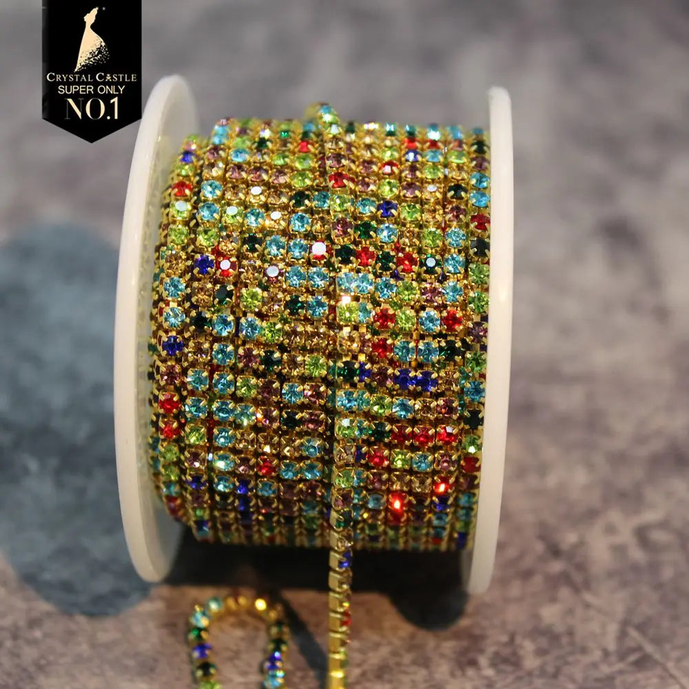 The Stardust Spectrum Stream – Premium Color-Matched Glass Crystal Rhinestone Cup Chain Trim