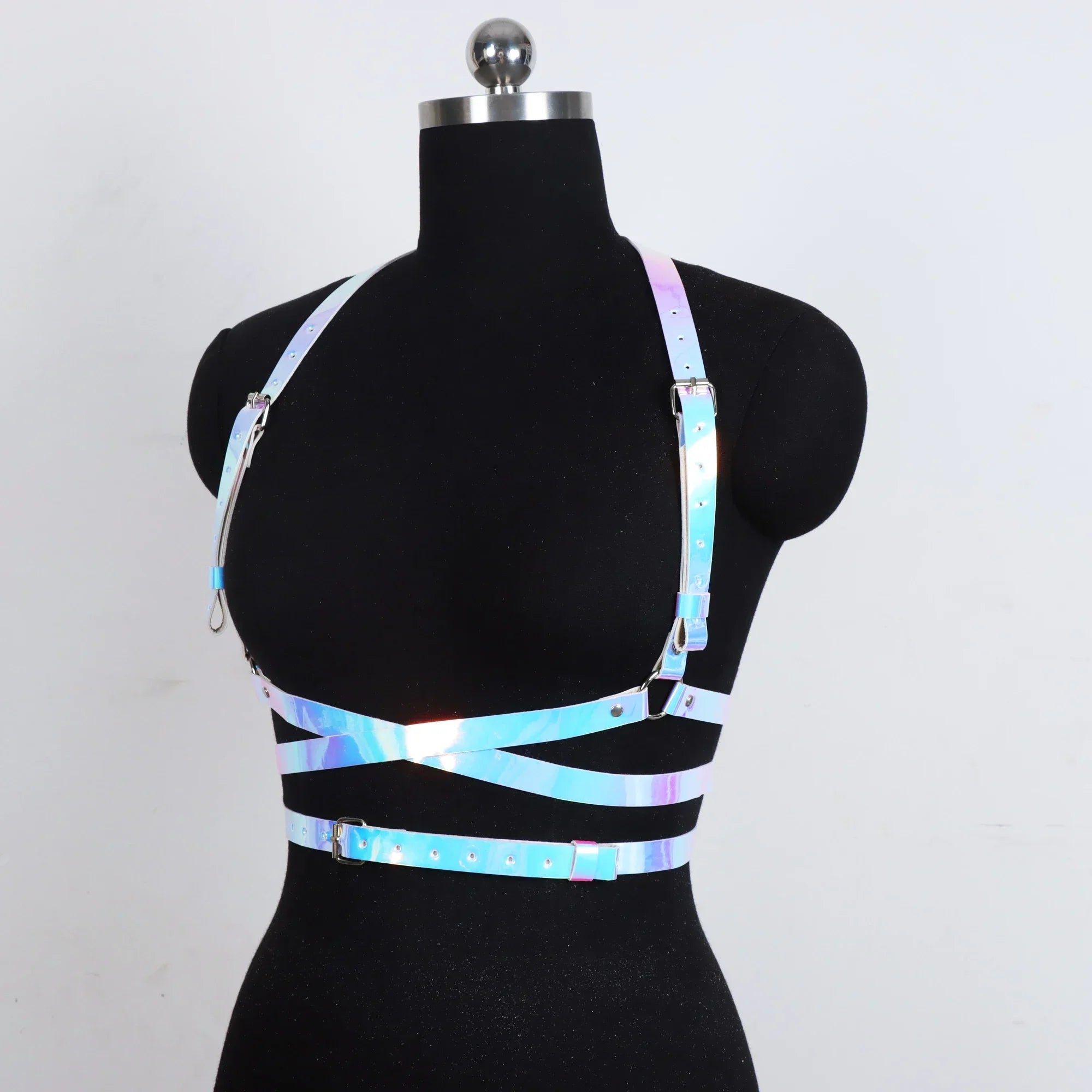 Faux Leather Harness Belt Chain