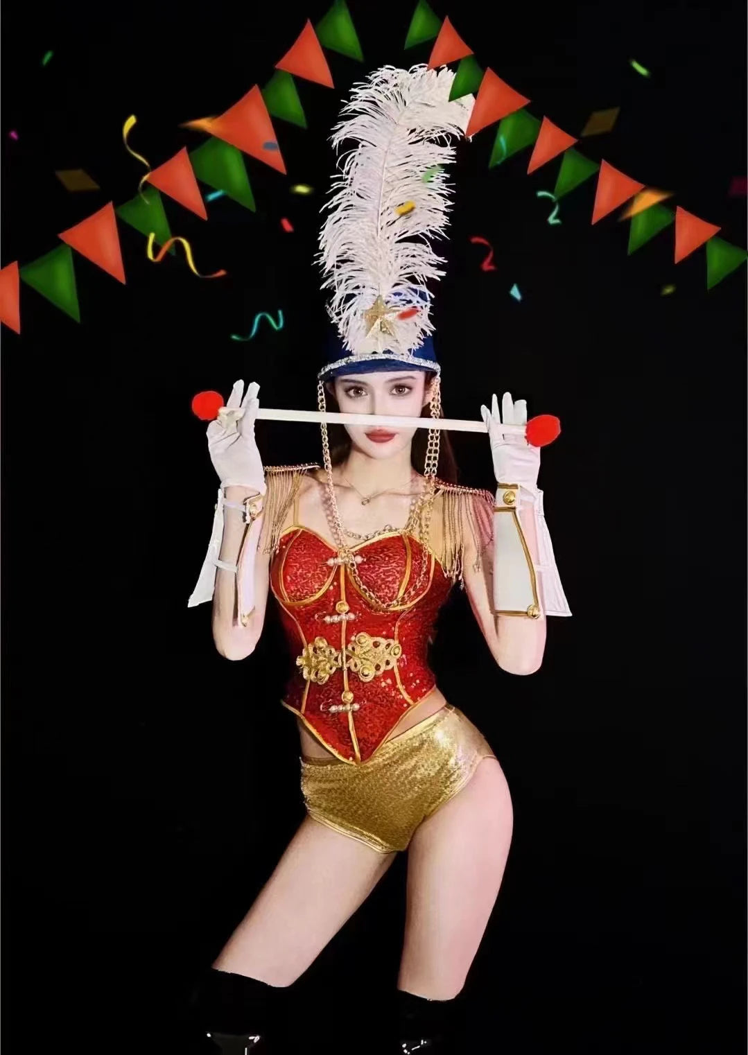 Luxury Rhinestone Performance Bodysuit Set – Shimmering Crystal Stage Costume for GoGo Dancers, Circus Performers & Rave Outfits