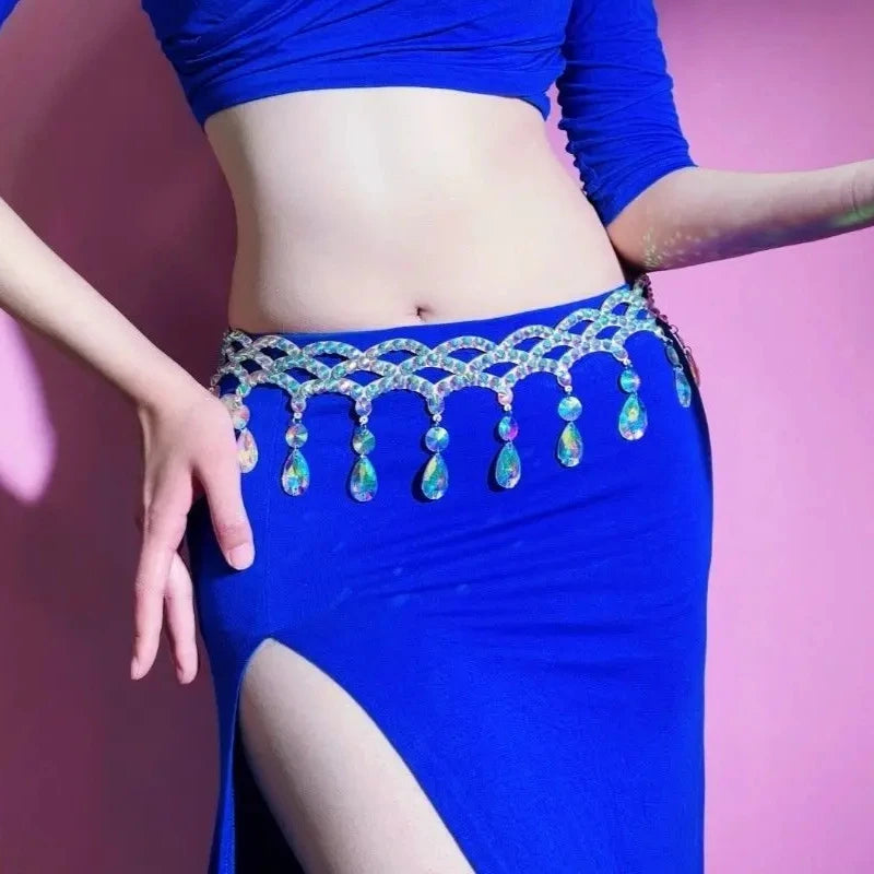 Rhinestone Tassel Hip Scarf Belt