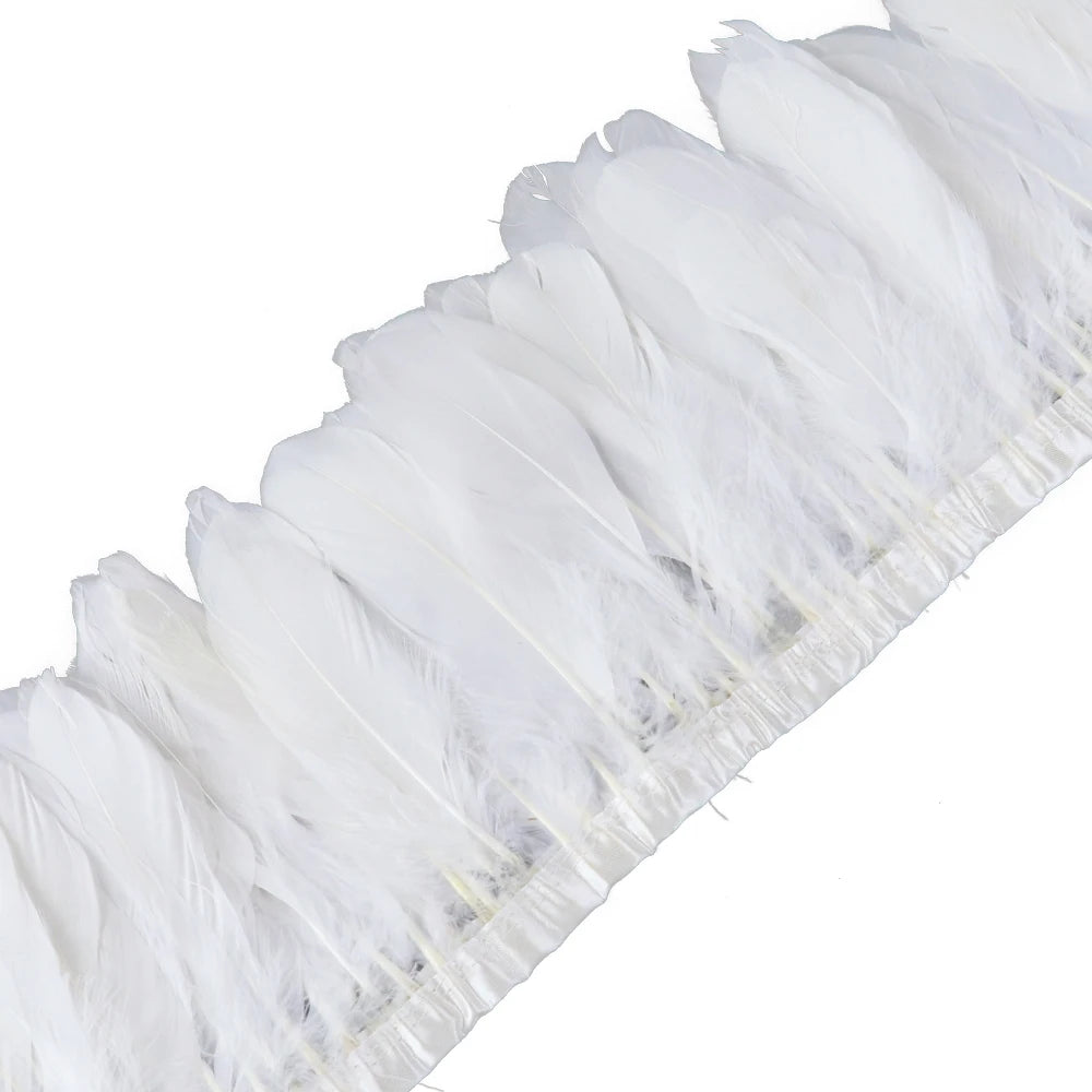 Natural Dyed Goose Feather Trim Fringe Ribbon