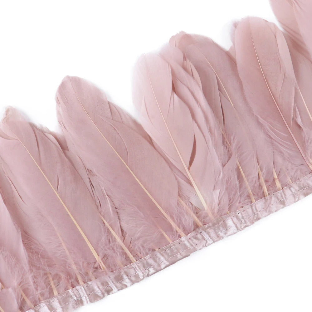 Natural Dyed Goose Feather Trim Fringe Ribbon