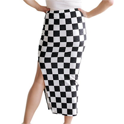Ska Style Checkered Pencil Skirt