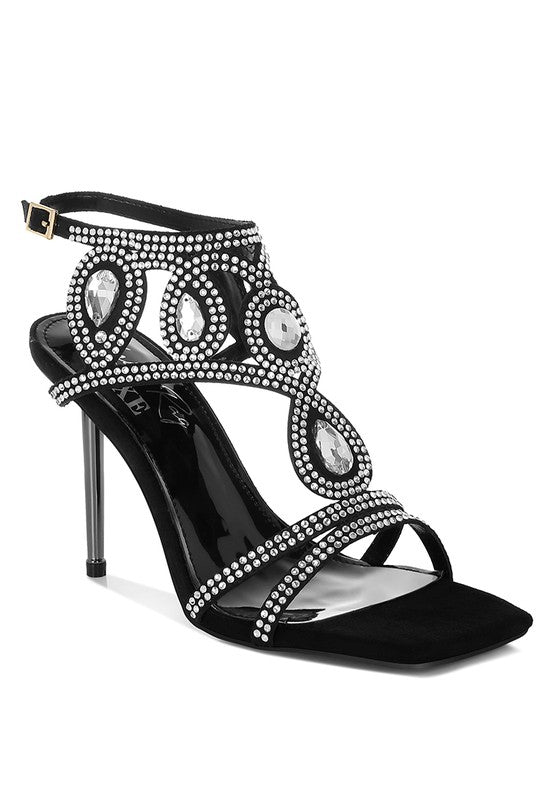 Fialka Diamante & Rhinestones Stiletto Sandals