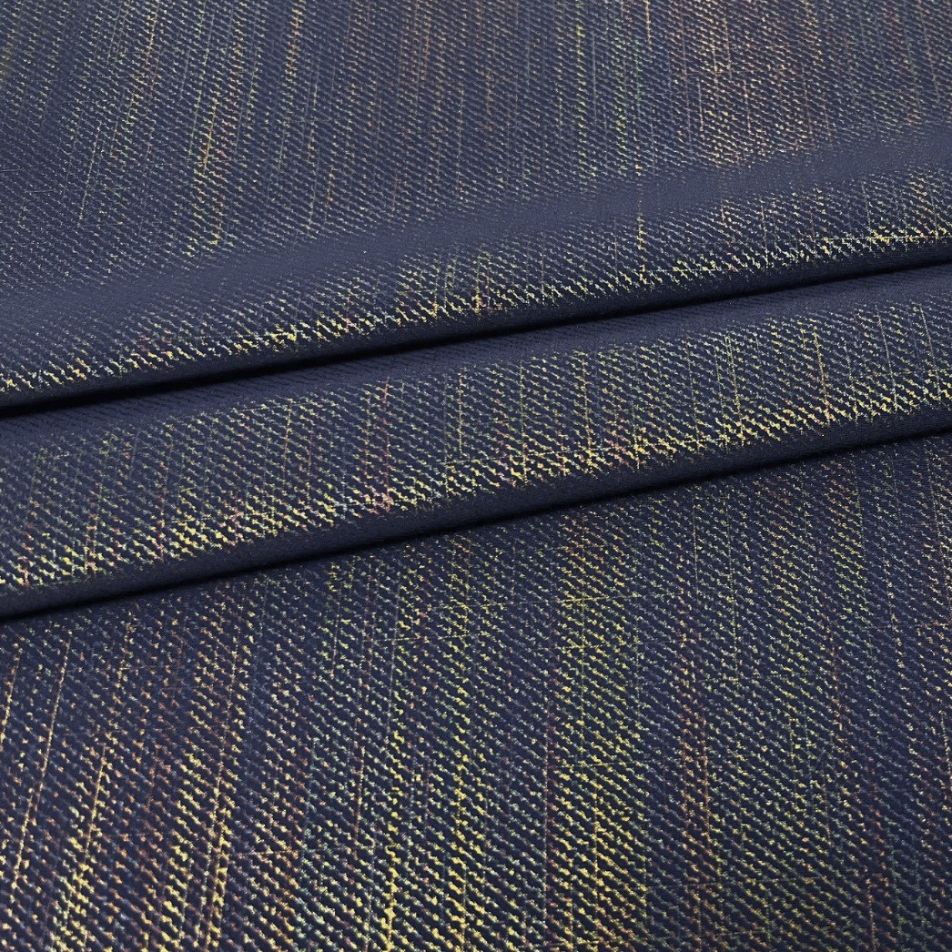 Denim Dream Rainbow Foiled Spandex Fabric | Blue Moon Fabric