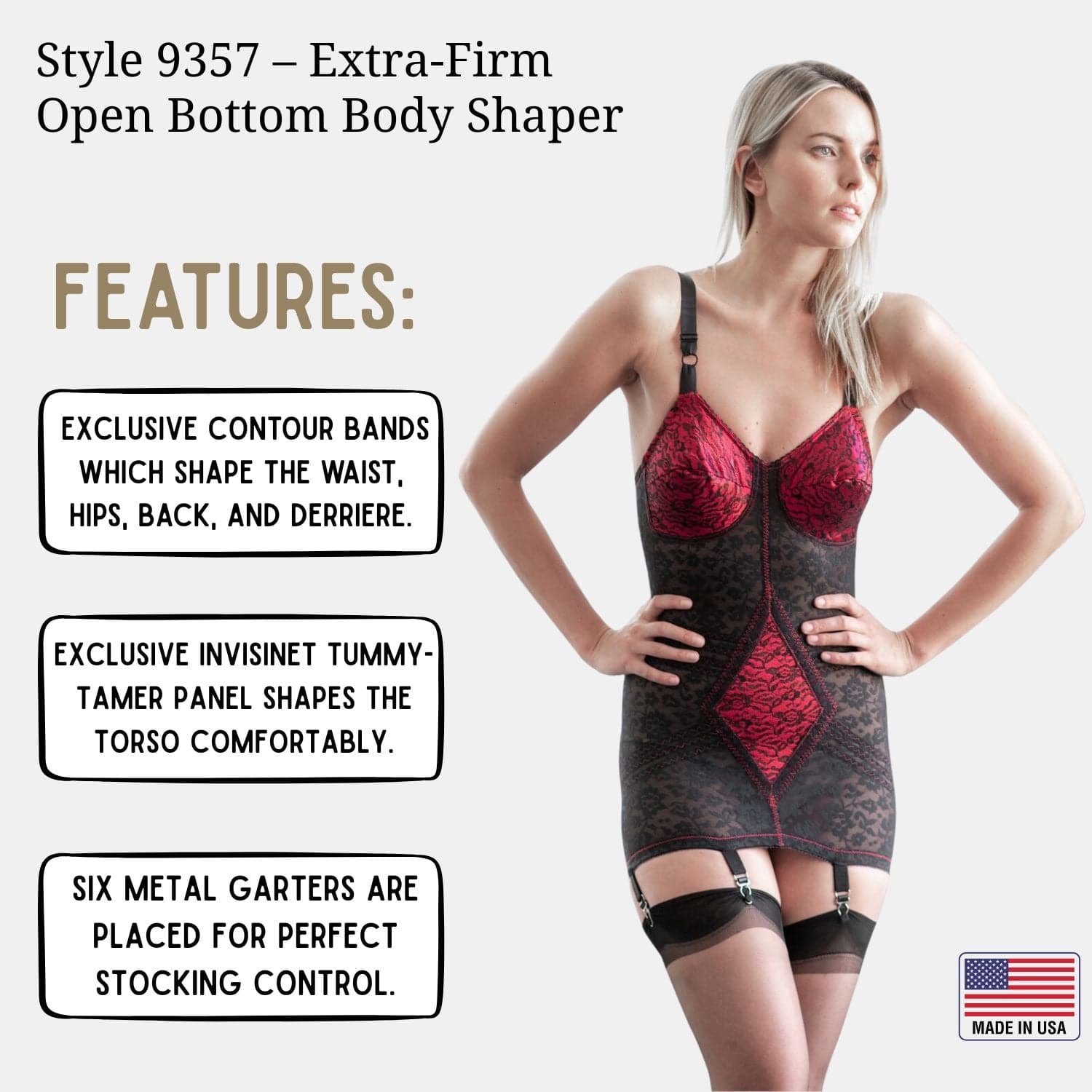 Style 9357 | Body Briefer Extra Firm Shaping  - Red/Black