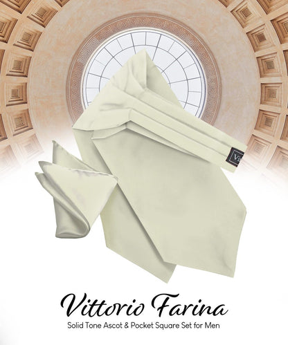 Vittorio Farina Men's Solid Satin Ascot & Pocket Square