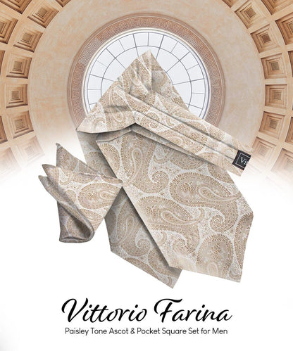 Vittorio Farina Men's Woven Pasiley Ascot & Pocket Square