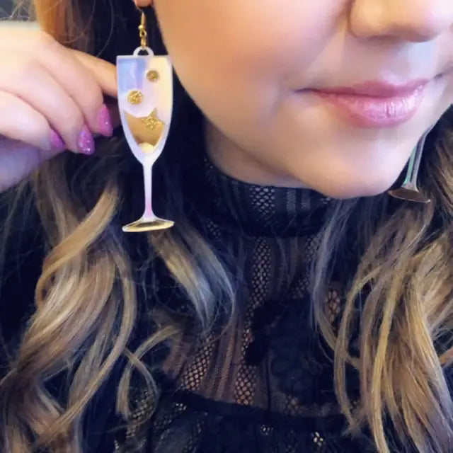 Champagne Flute Statement Earrings