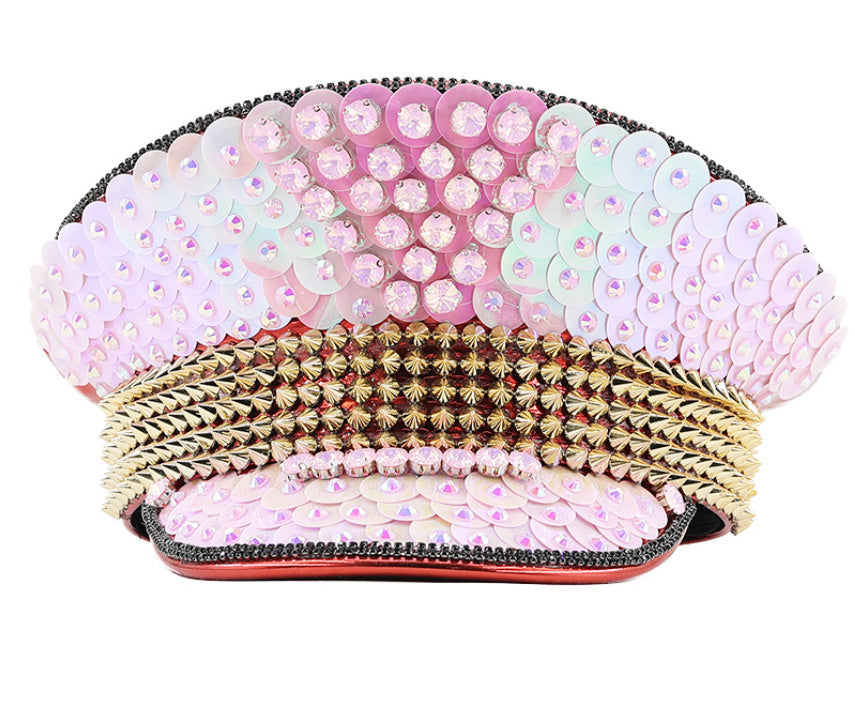 Pink Sequin Women's Wedding Cap