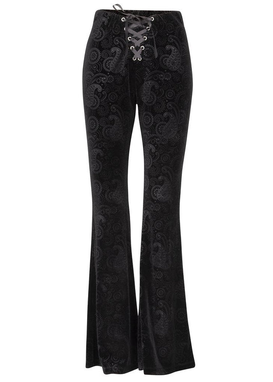 Black Burnout Velvet Bell Bottoms