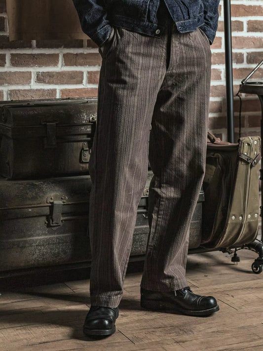 Bronson 1920S Pinstripes Working Class Pants Men Vintage Gentlemen Suit Trousers
