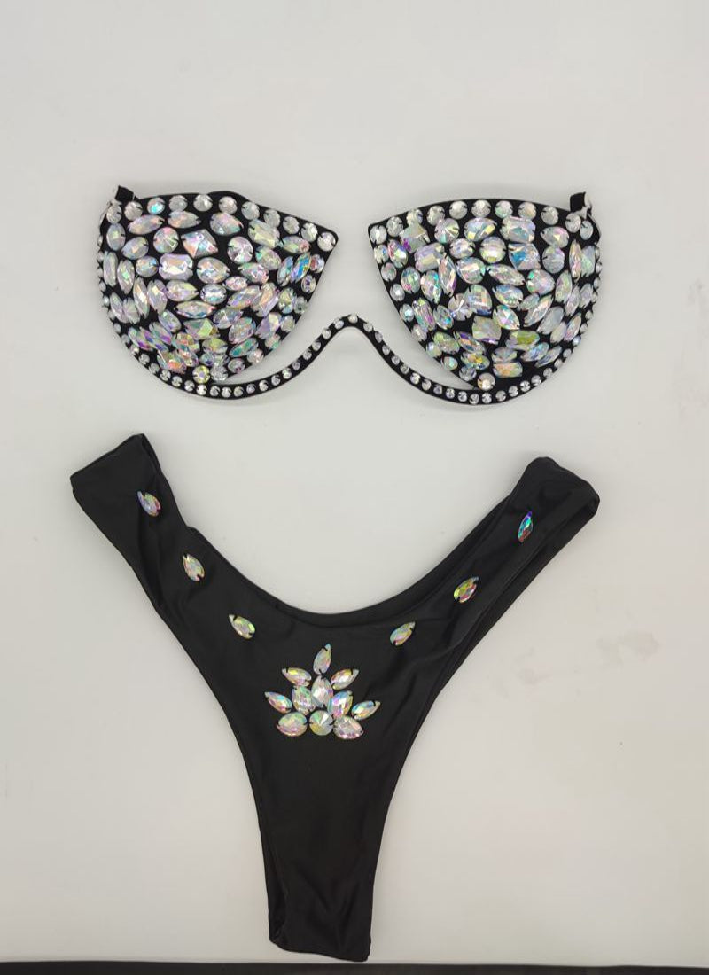 Golden Hour Rhinestone Bikini Set