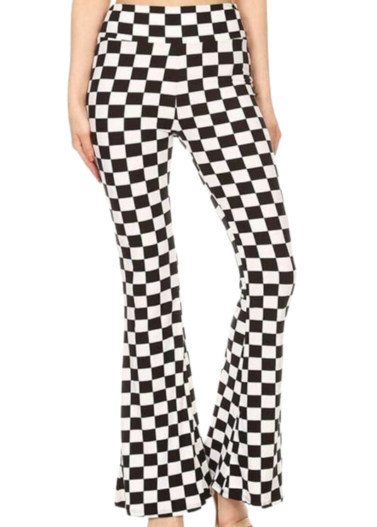 Retro Style Checkered Bell Bottoms