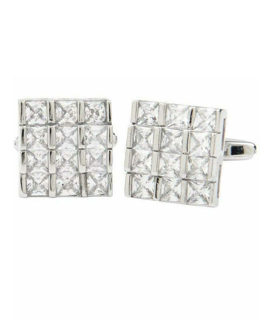 Vittorio Vico Silver Iced Wedding Cufflinks in Gift Box: CL105x Series