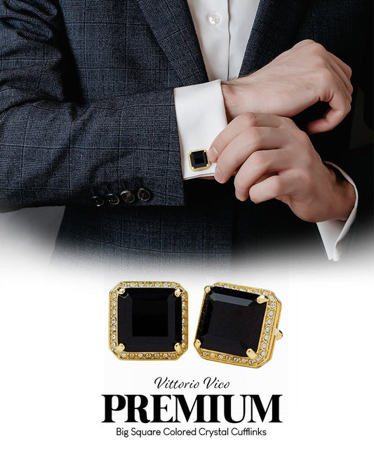 Vittorio Vico Large Big Square Crystal Colorstone Cufflinks: CL 70XX Series