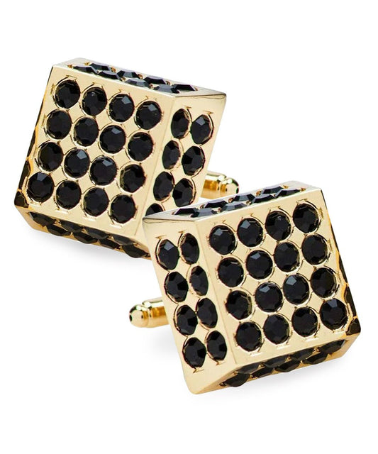 Vittorio Vico Men's Large  Square Studded Colored Crystal Cufflinks: CL76XX Series