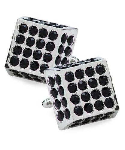 Vittorio Vico Men's Large  Square Studded Colored Crystal Cufflinks: CL76XX Series
