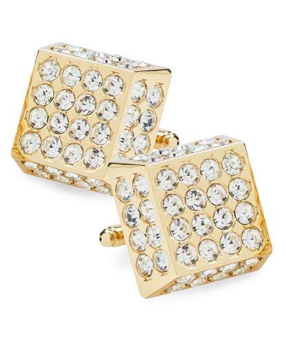 Vittorio Vico Men's Large  Square Studded Colored Crystal Cufflinks: CL76XX Series