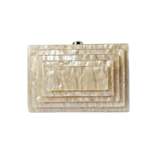 Art Deco Acrylic Clutch Handbag - Cream