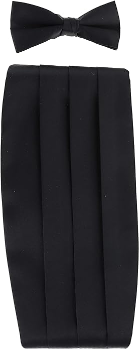 Vittorio Farina Men's Satin Cummerbund, Bow Tie and Pocket Square Set in Gift Box