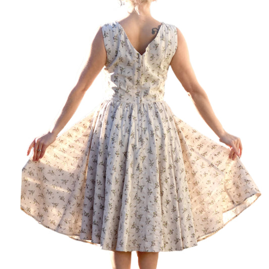 Vintage Style Floral Print Circle Dress