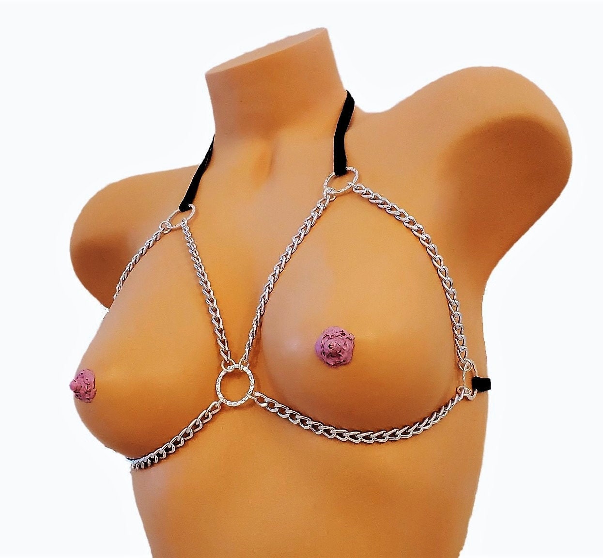 BDSM Chain Lingerie Bra, Unique Fetish Lingerie Harness